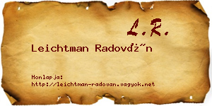 Leichtman Radován névjegykártya